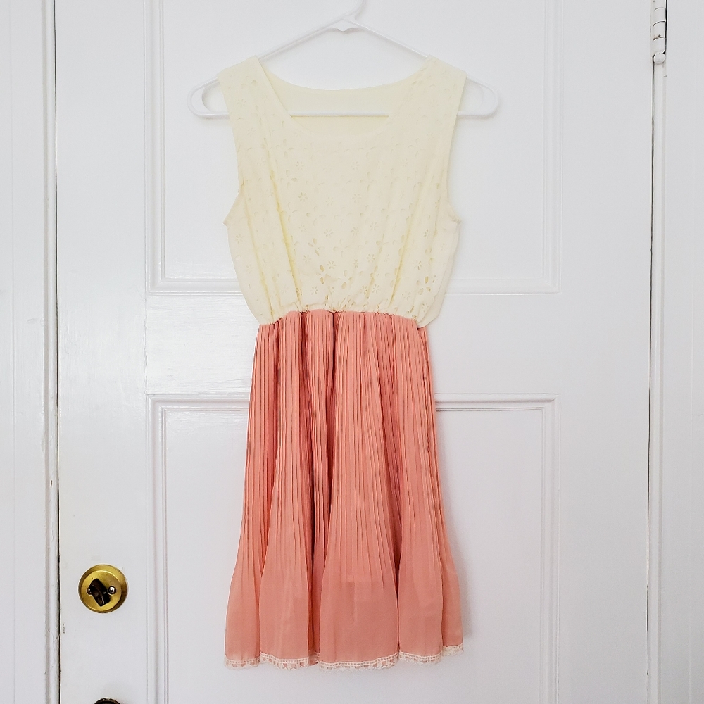 Cream and Coral Mini Dress